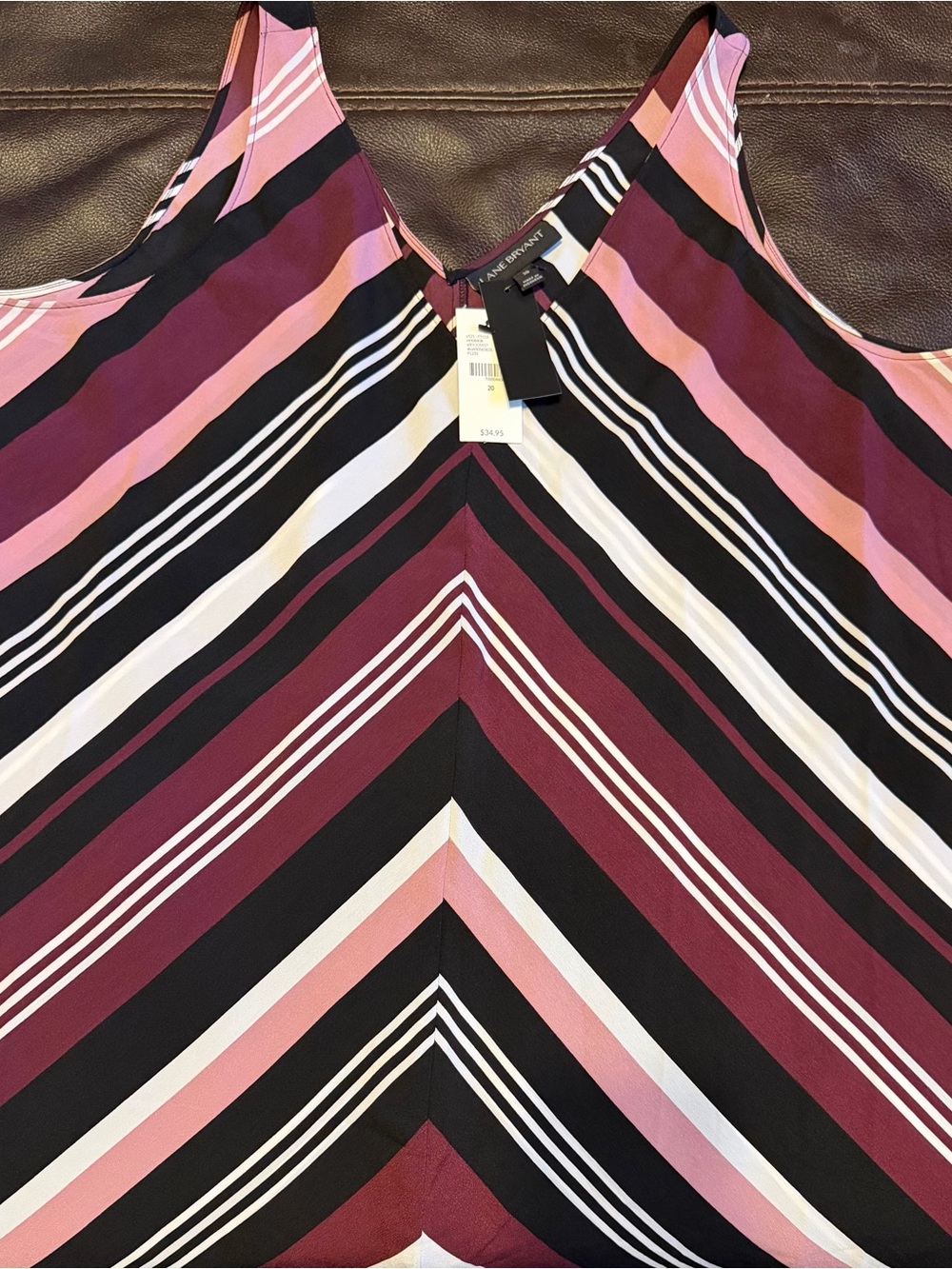 *** PLUS SIZE SALE *** Lane Bryant Pink, Burgundy & Black Striped V-Neck Tank